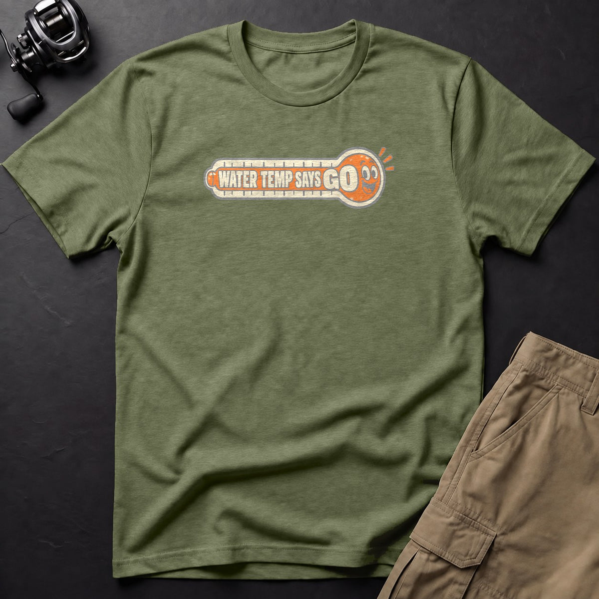 Water Temp Says Go T-Shirt — Moss