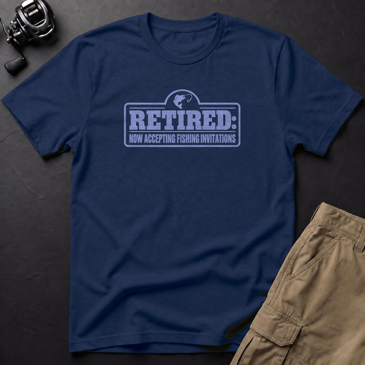 Retired: Now Accepting Fishing Invitations T-Shirt — True Navy
