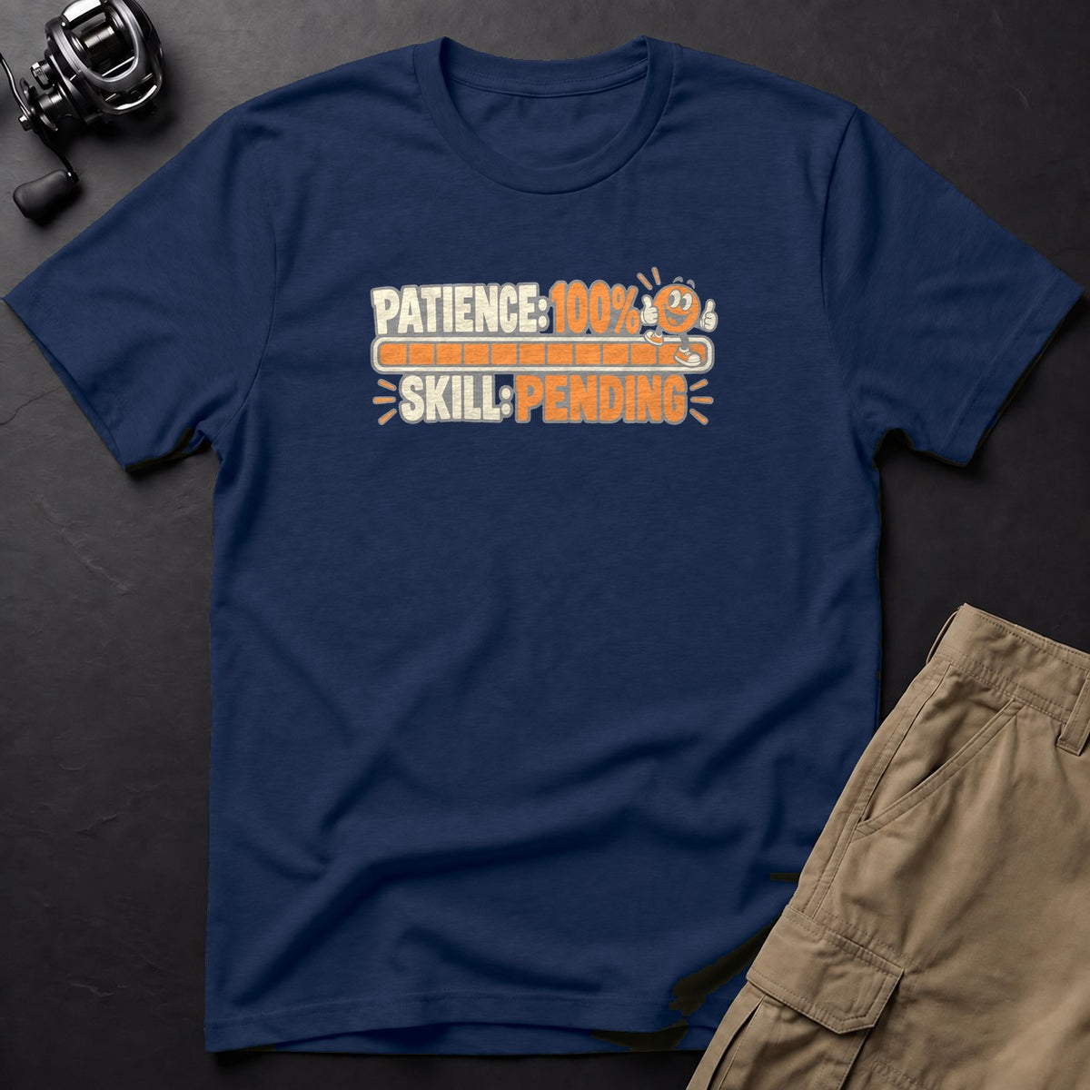 Patience: 100% · Skill: Pending T-Shirt — True Navy