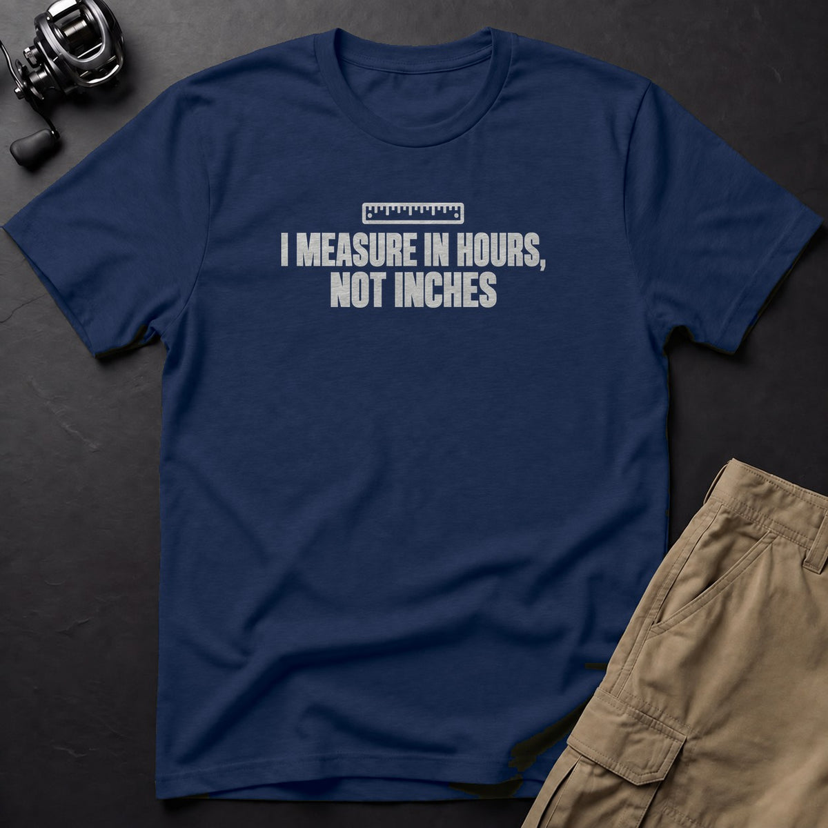 I Measure in Hours, Not Inches T-Shirt — True Navy