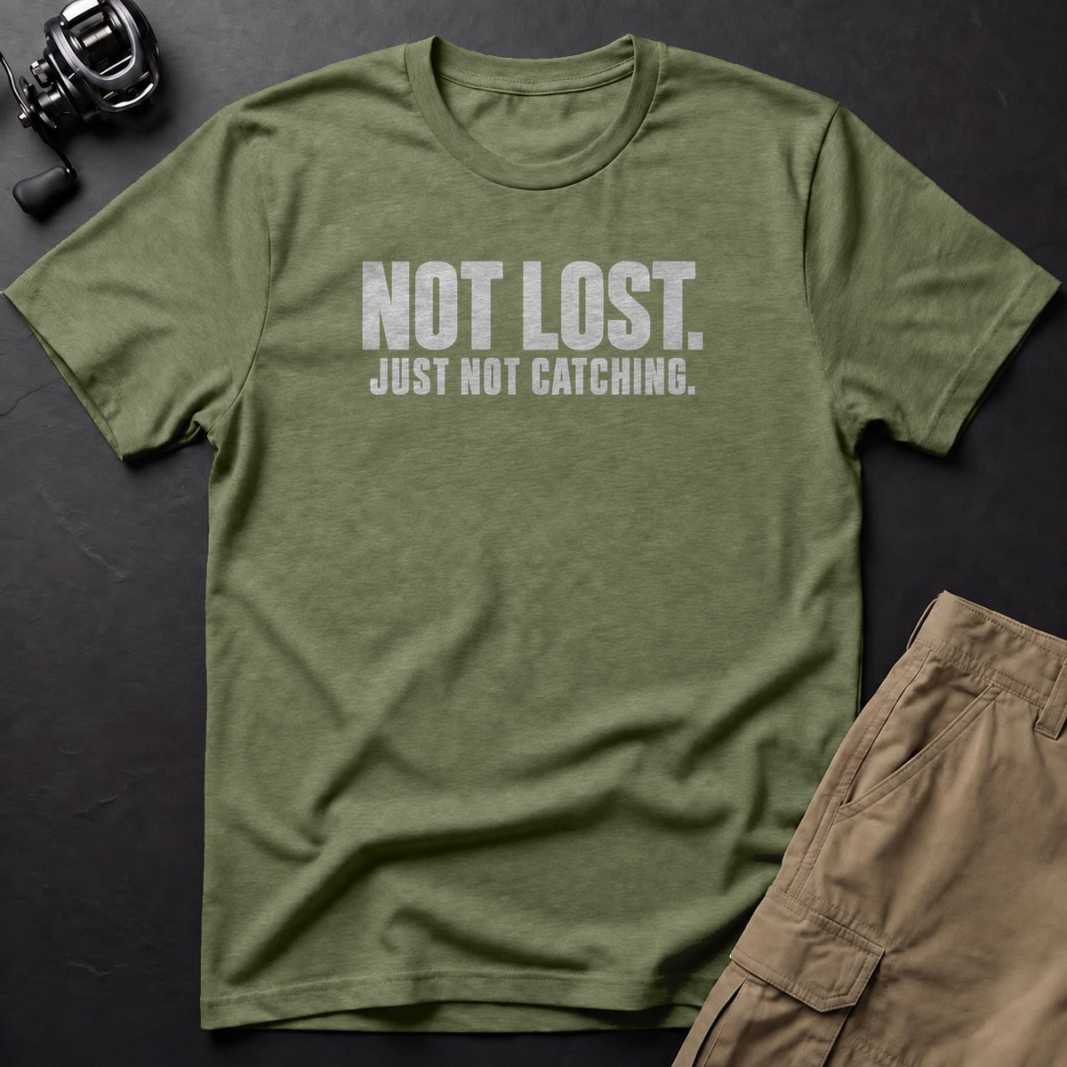 Not Lost. Just Not Catching. T-Shirt — Moss