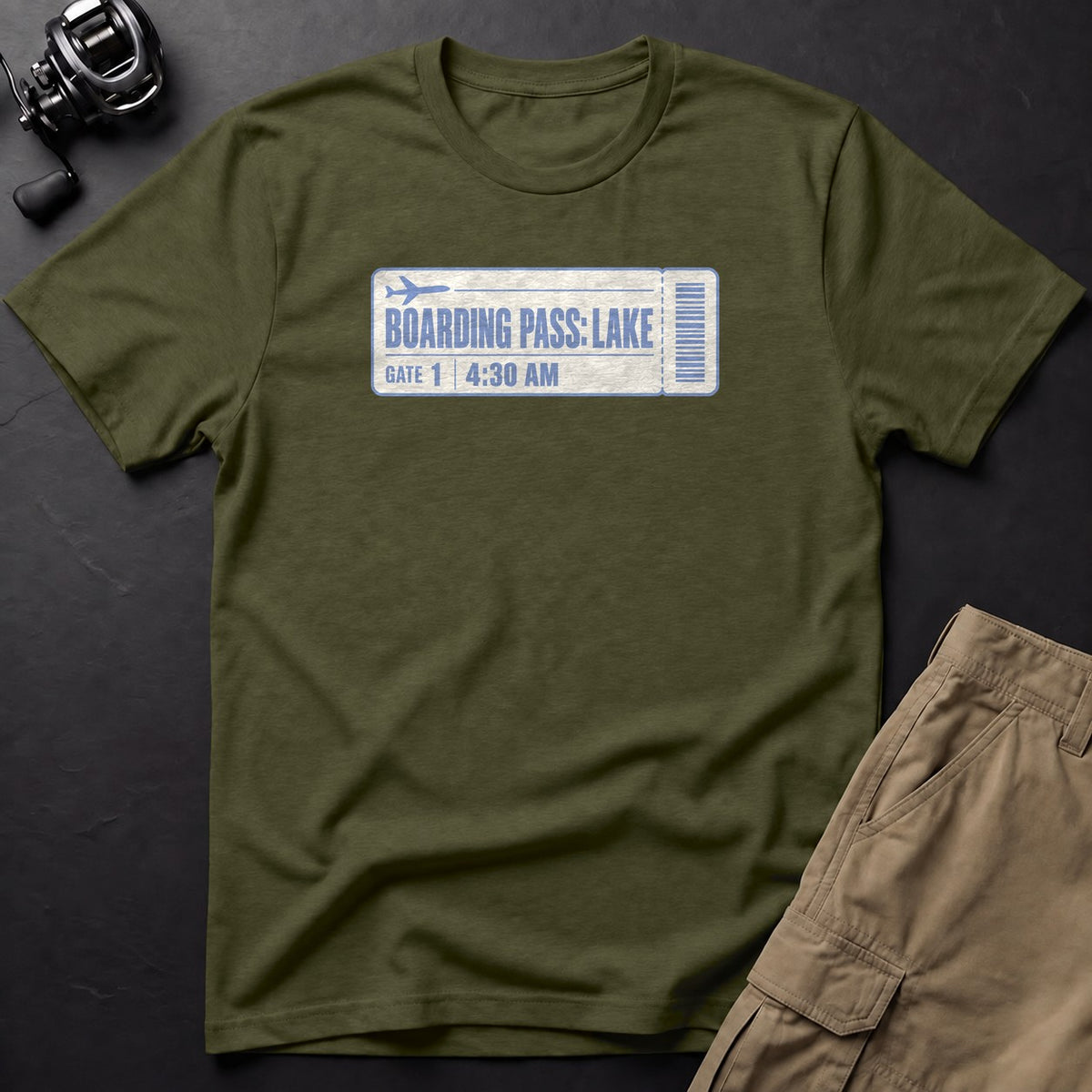 Boarding Pass: Lake, Gate 1, 4:30 Am T-Shirt — Sage