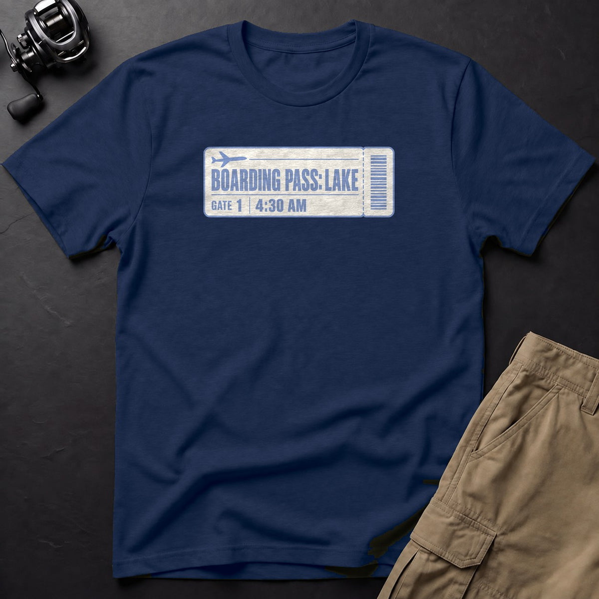 Boarding Pass: Lake, Gate 1, 4:30 Am T-Shirt — True Navy