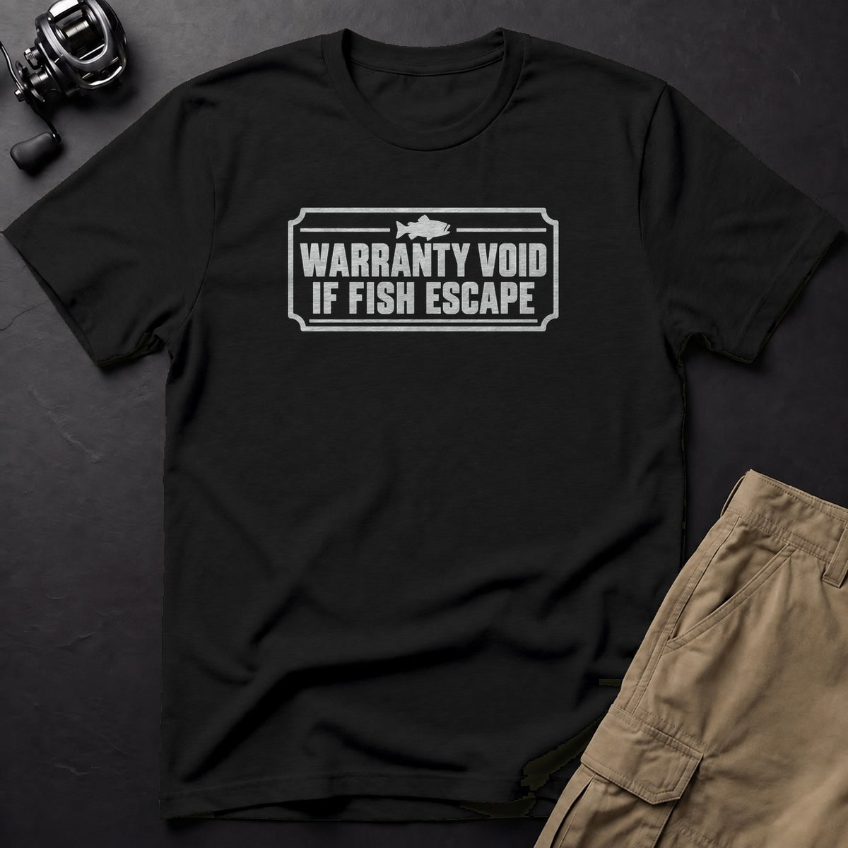 Warranty Void If Fish Escape T-Shirt — Black