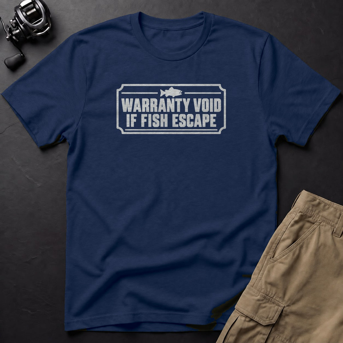 Warranty Void If Fish Escape T-Shirt — True Navy