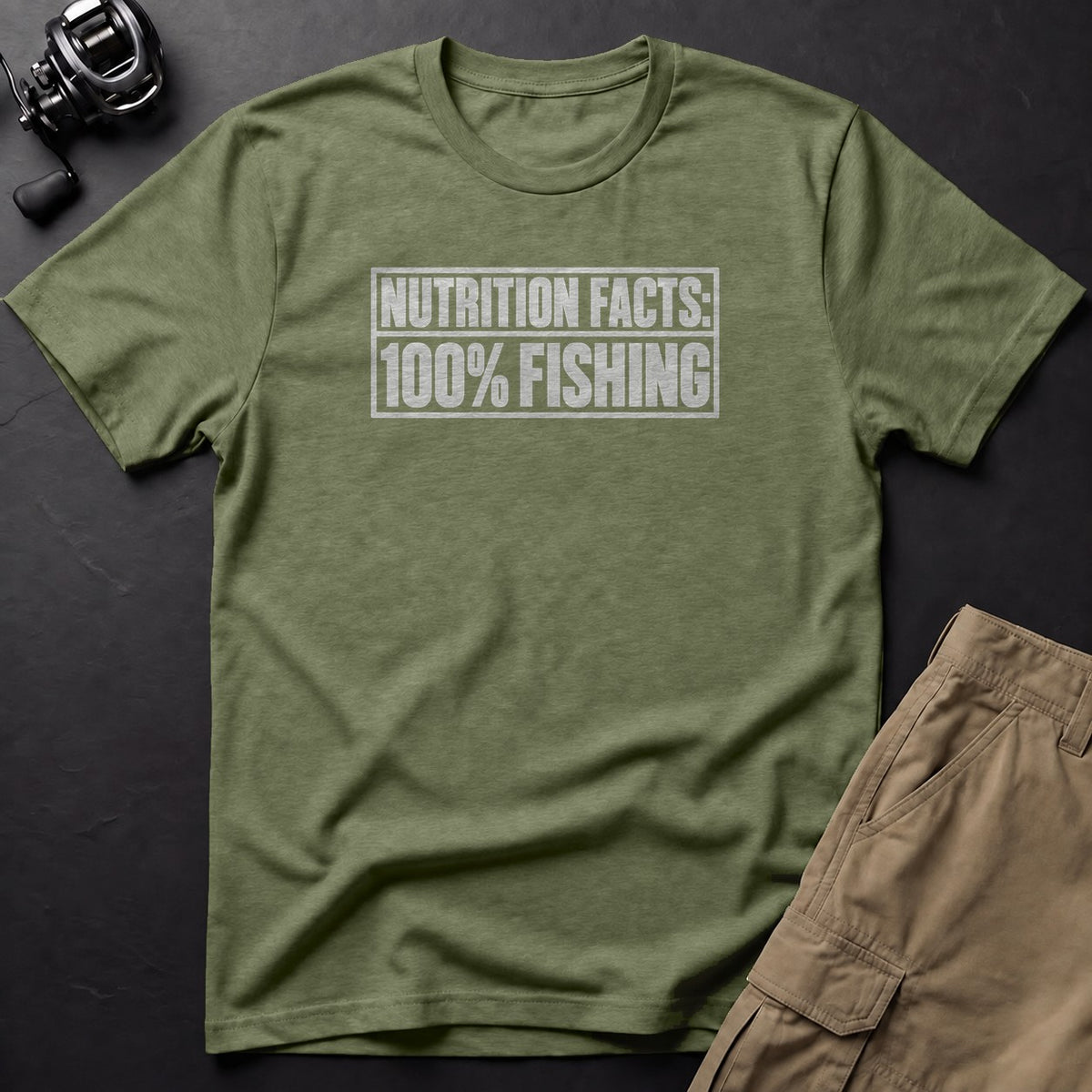 Nutrition Facts: 100% Fishing T-Shirt — Moss
