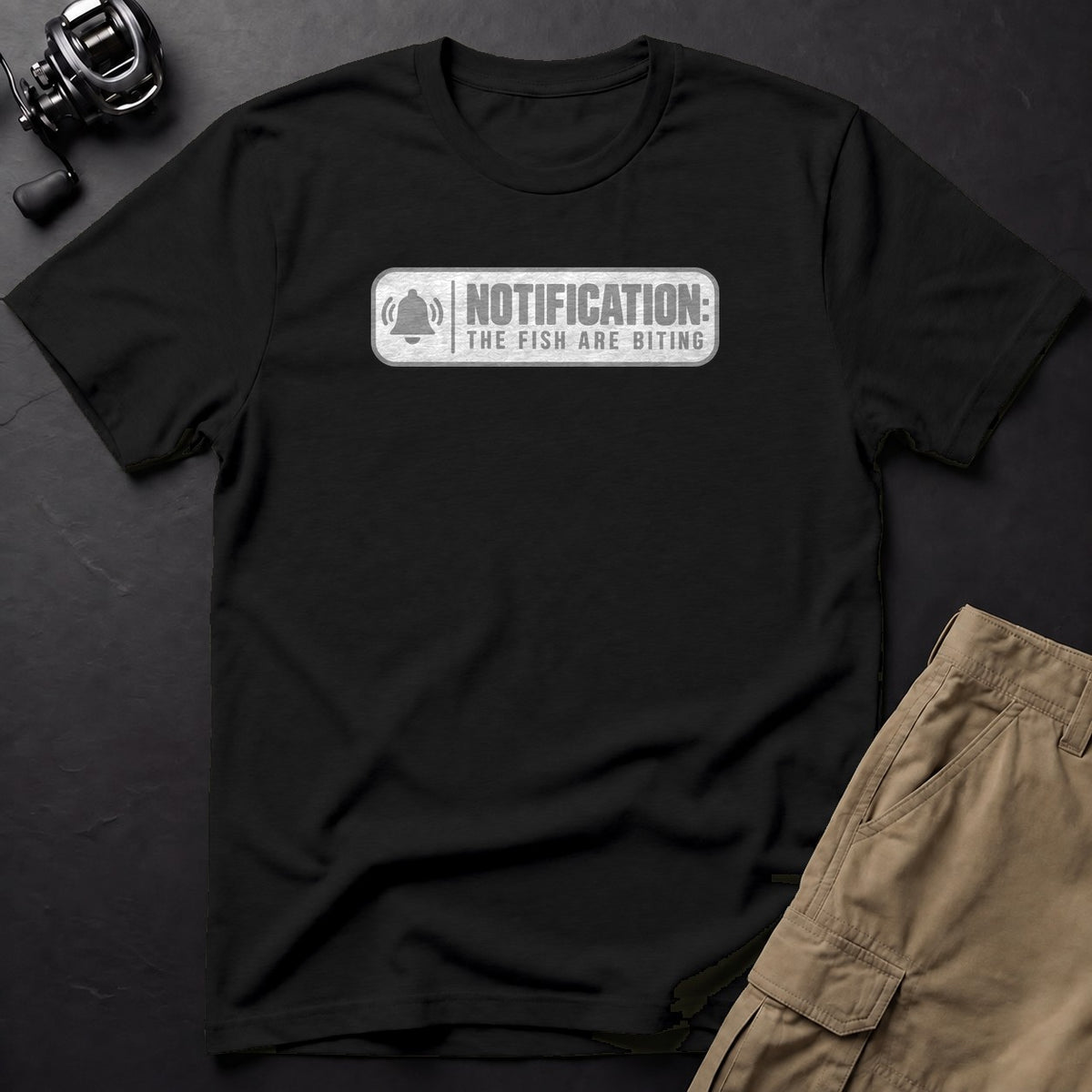Notification: the Fish Are Biting T-Shirt — Black