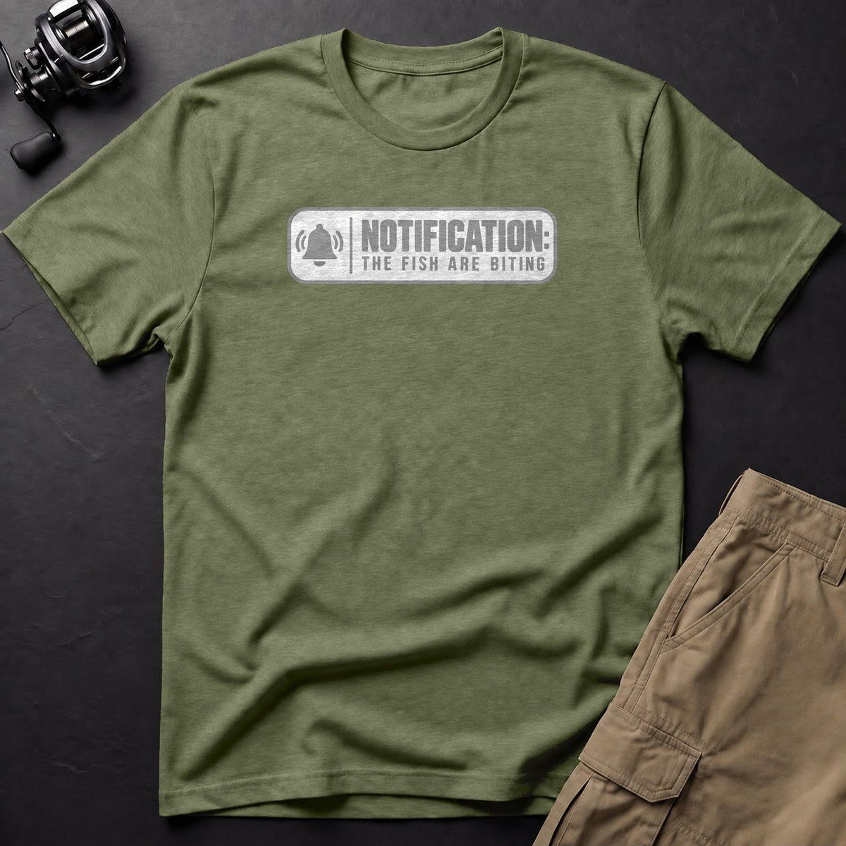 Notification: the Fish Are Biting T-Shirt — Moss