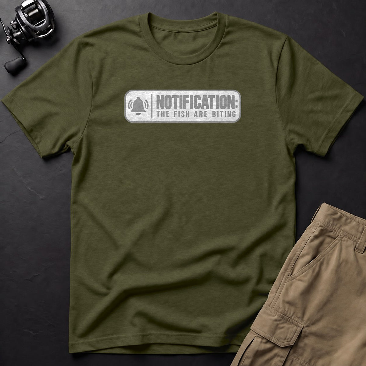 Notification: the Fish Are Biting T-Shirt — Sage