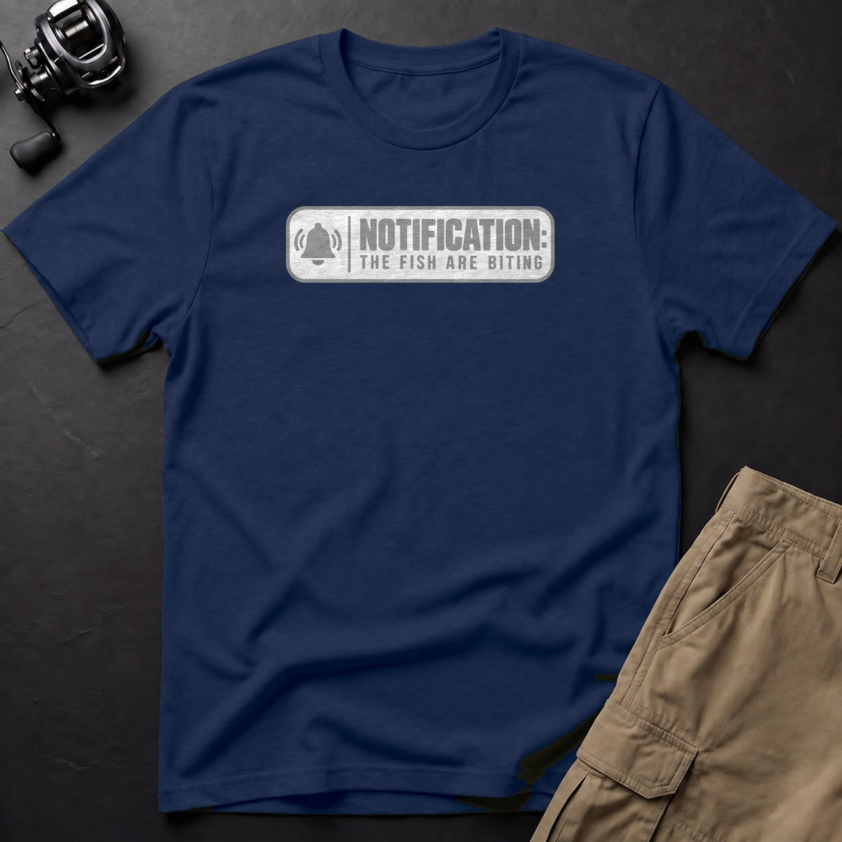 Notification: the Fish Are Biting T-Shirt — True Navy