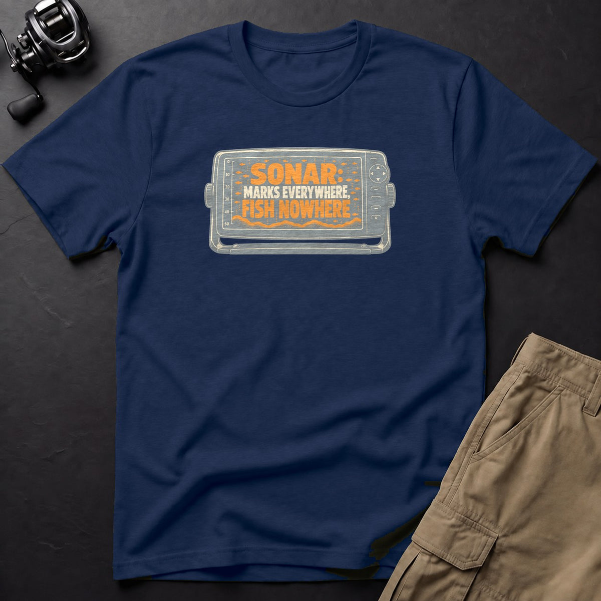 Sonar: Marks Everywhere, Fish Nowhere T-Shirt — True Navy