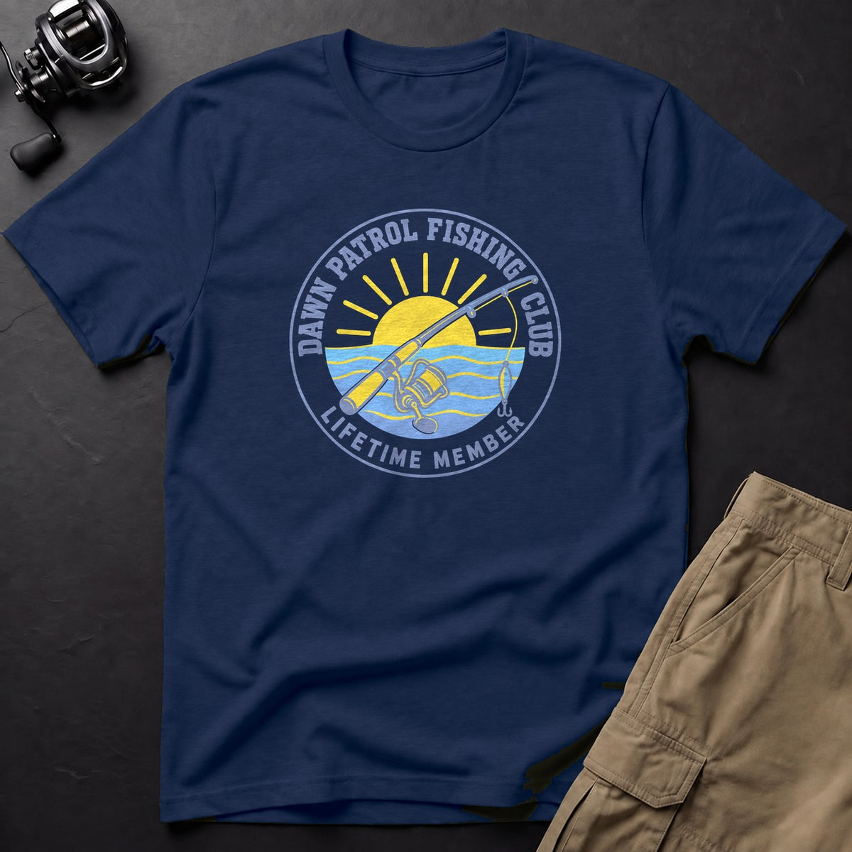 Dawn Patrol Fishing Club — Lifetime Member T-Shirt — True Navy