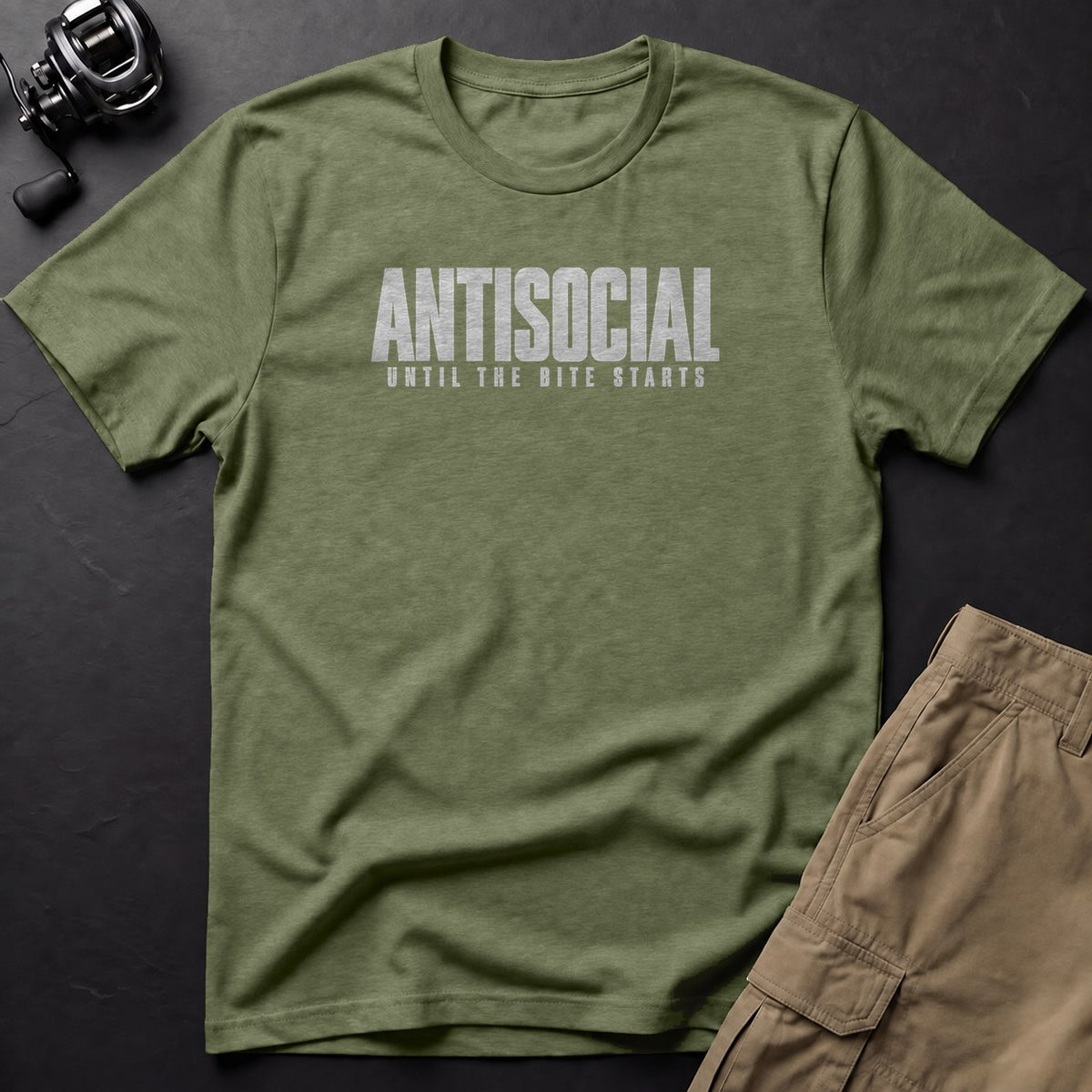 Antisocial Until the Bite Starts T-Shirt — Moss