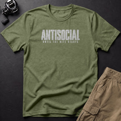Antisocial Until the Bite Starts T-Shirt — Moss