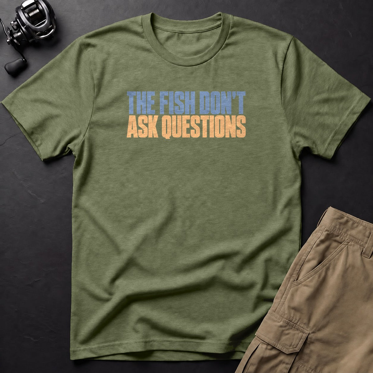 The Fish Don't Ask Questions T-Shirt — Moss