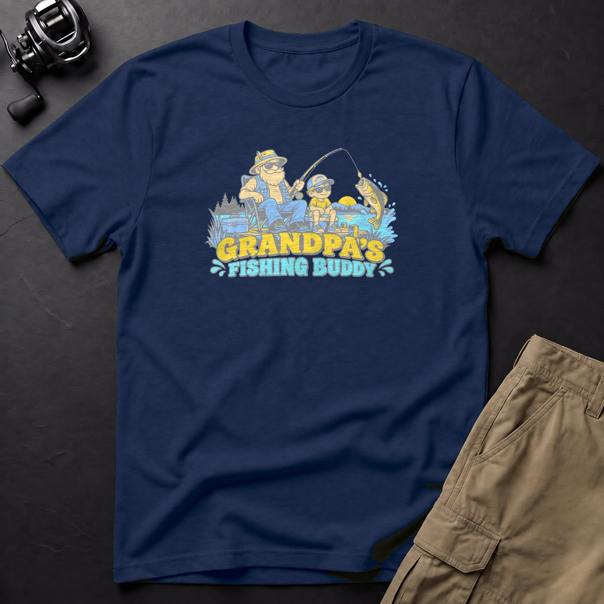 Grandpa's Fishing Buddy T-Shirt — True Navy