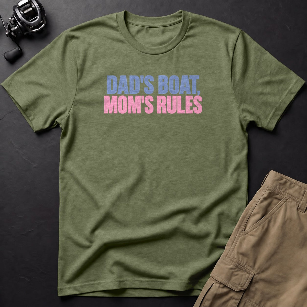Dad's Boat, Mom's Rules T-Shirt — Moss